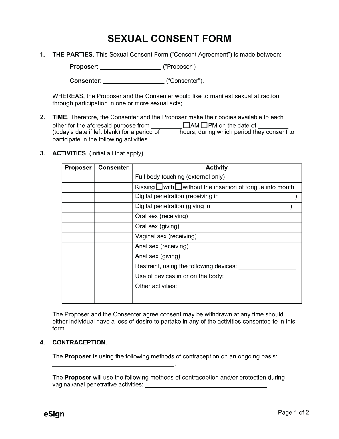 Free Sexual Consent Form Pdf Word 3896