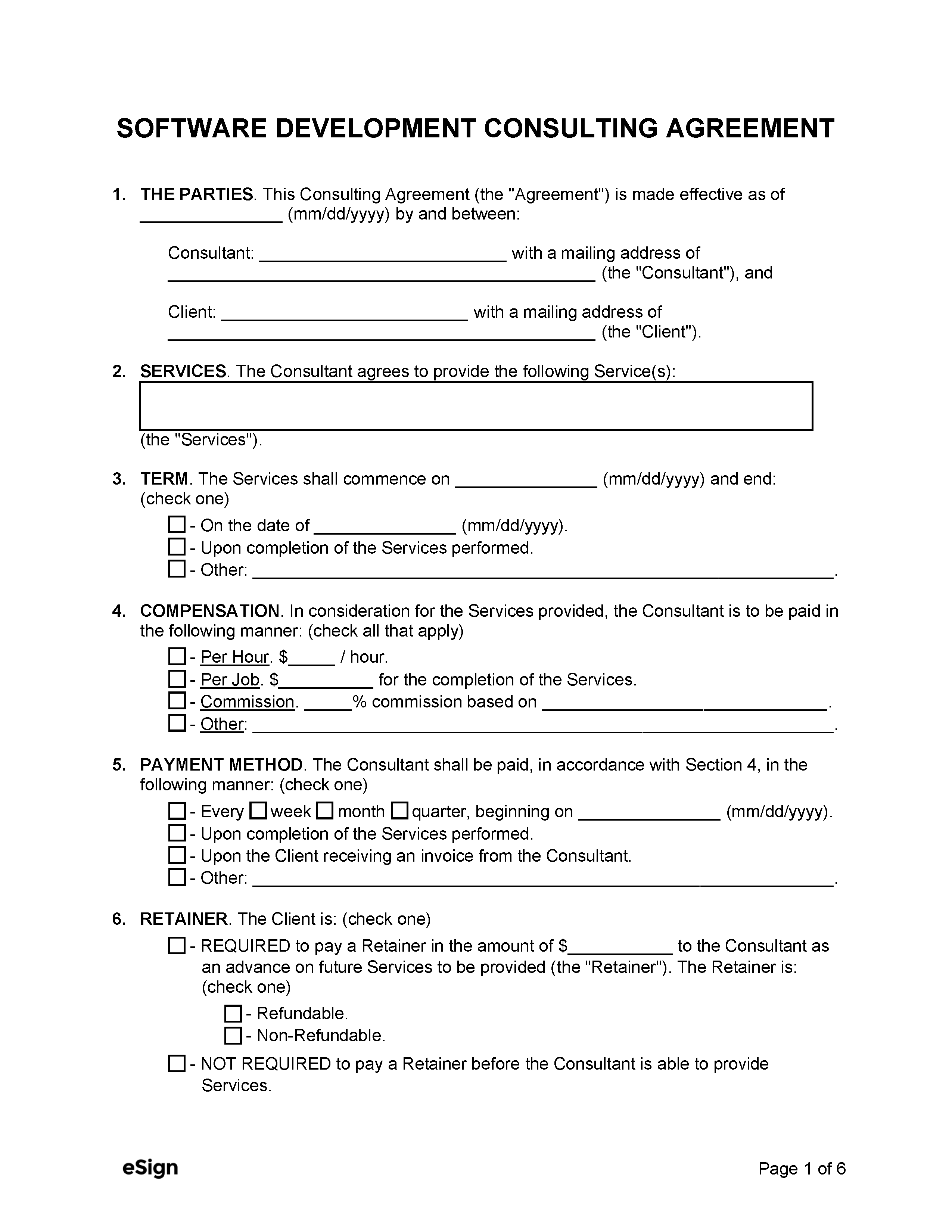 Free Software Development Consulting Agreement Template PDF Word