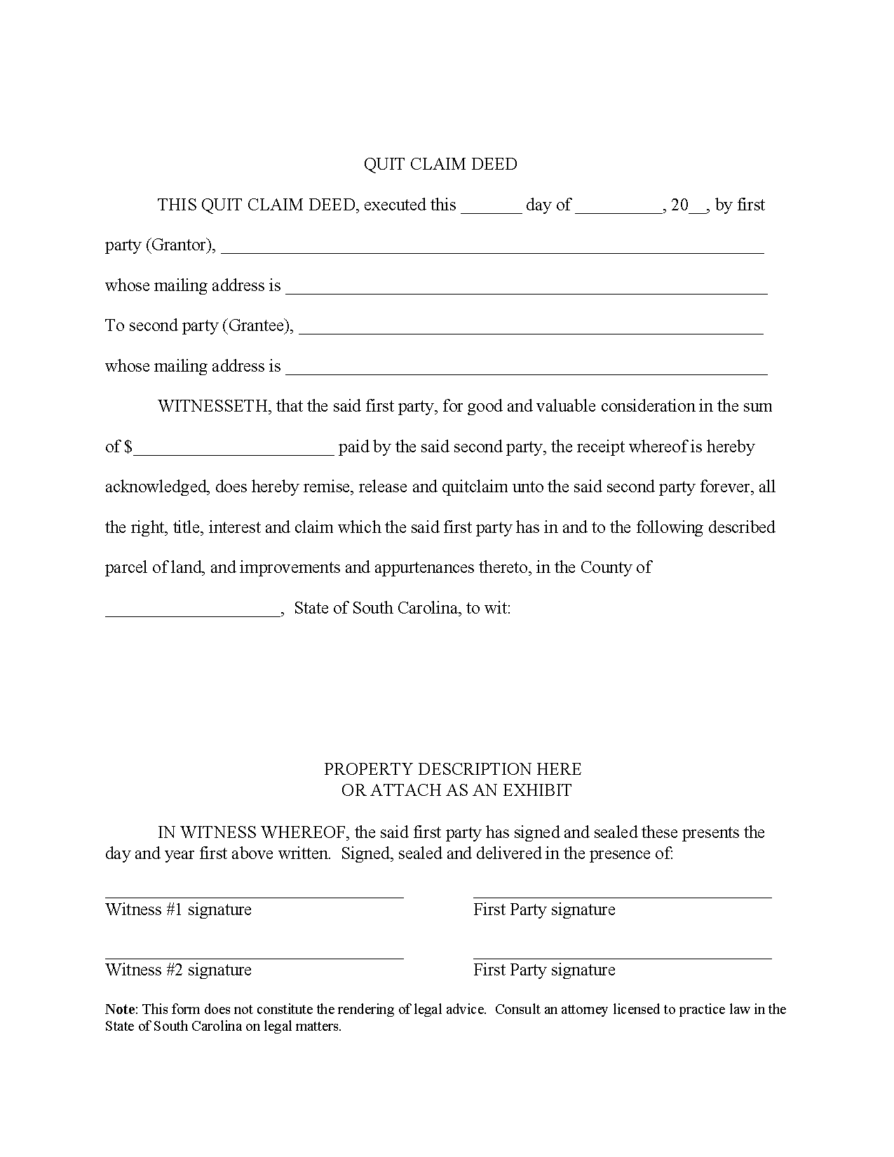 free-south-carolina-quit-claim-deed-form-pdf