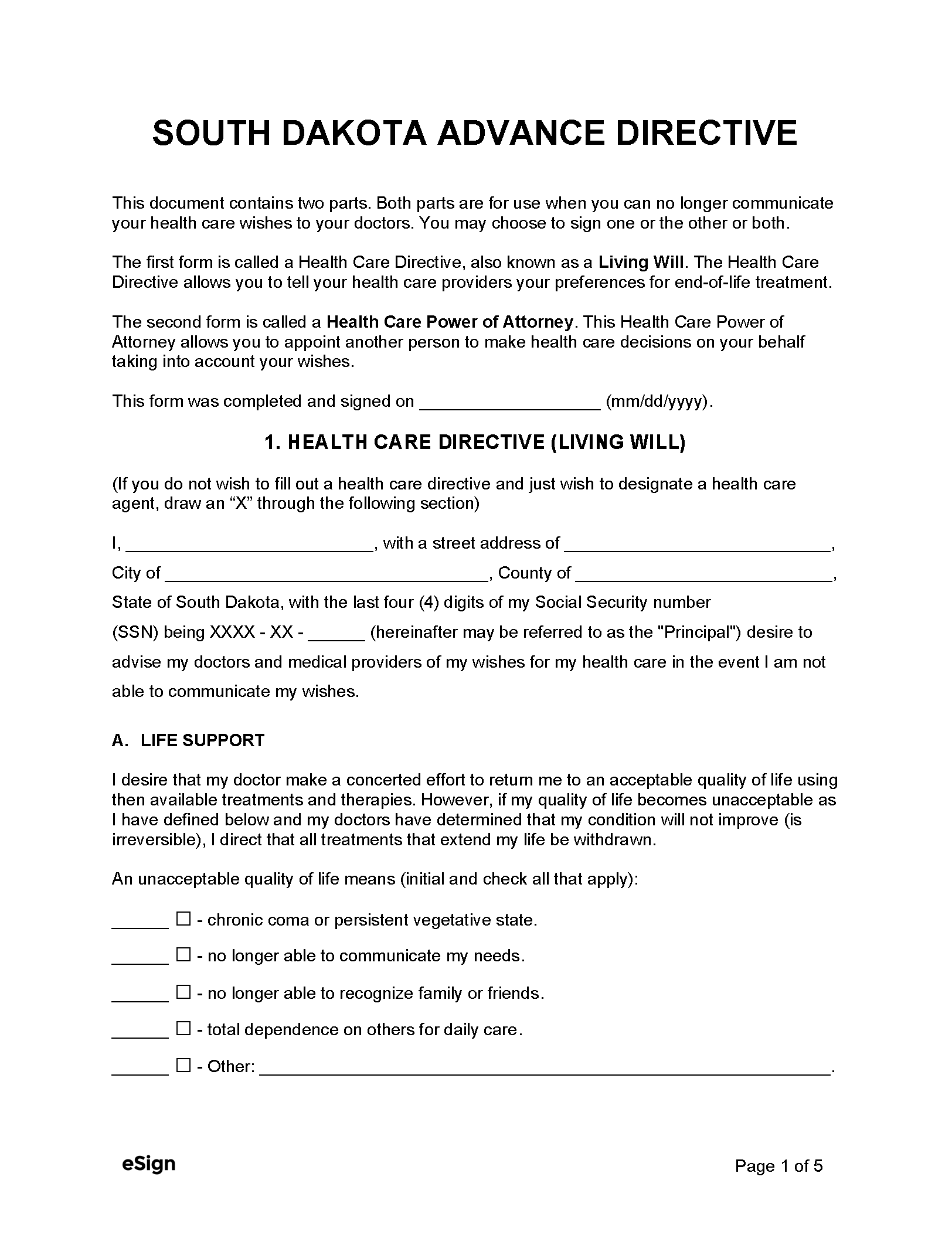 free-south-dakota-advance-directive-form-pdf-word