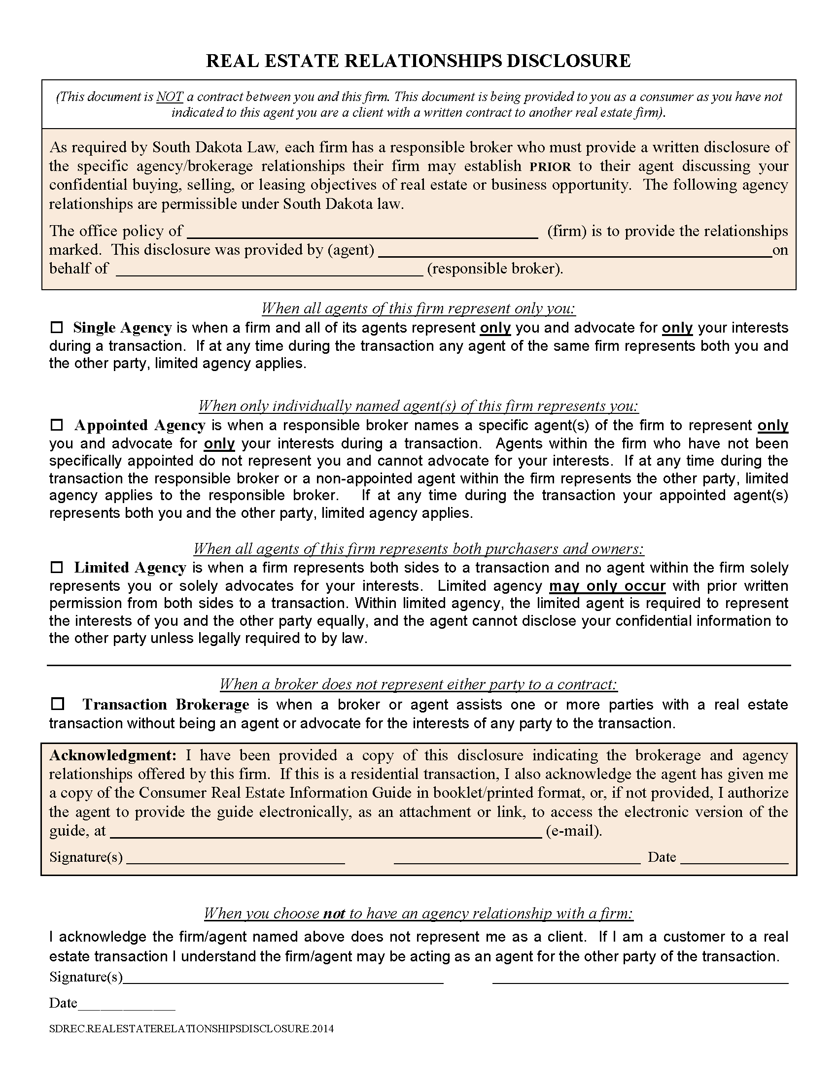 Free South Dakota Residential Purchase and Sale Agreement PDF Word