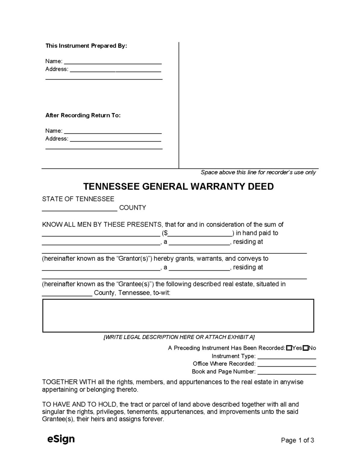 Free Tennessee Quitclaim Deed Form | PDF | Word