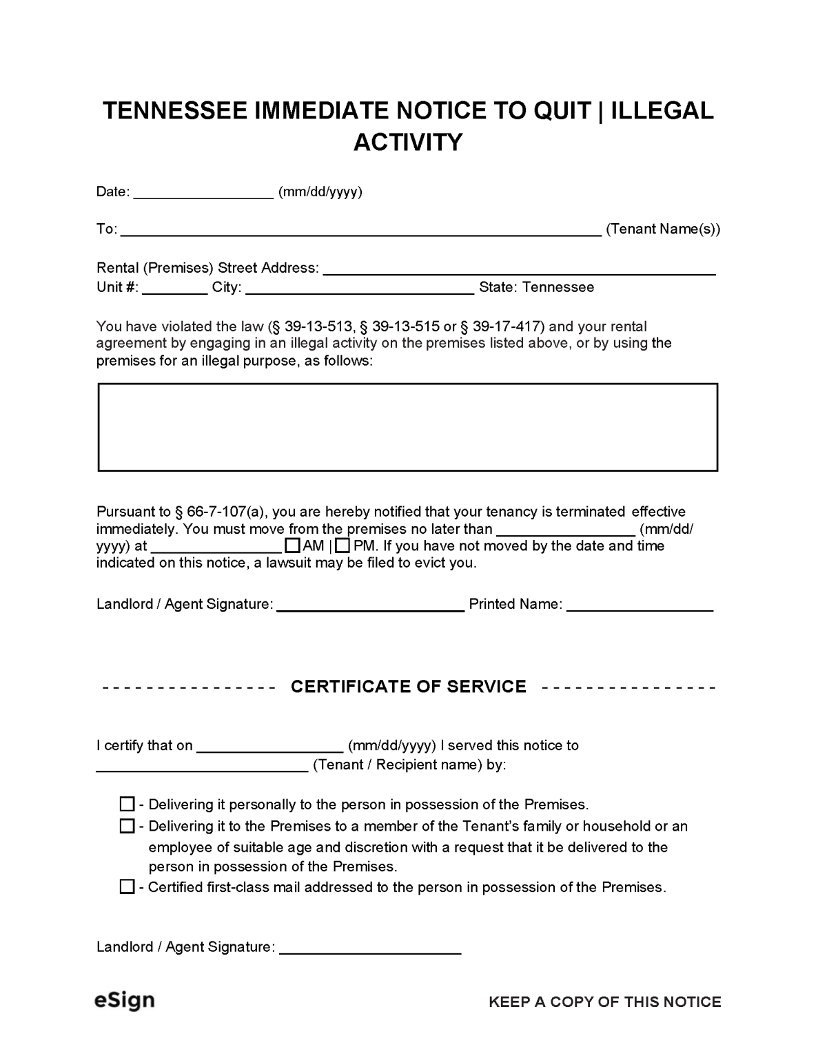 Free Tennessee Eviction Notice Templates (8) | PDF | Word