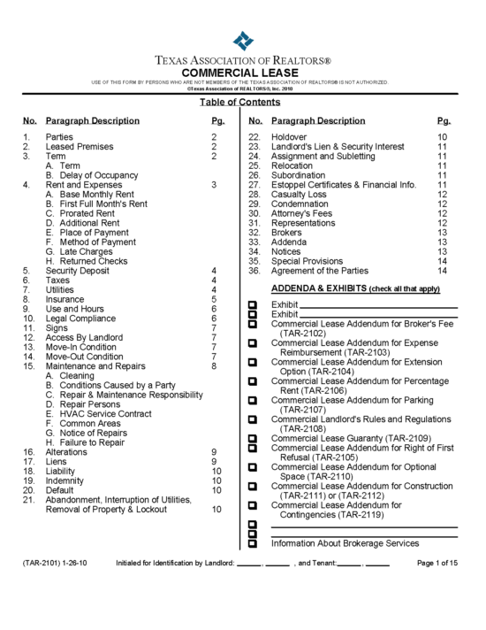 free texas commercial lease agreement pdf word