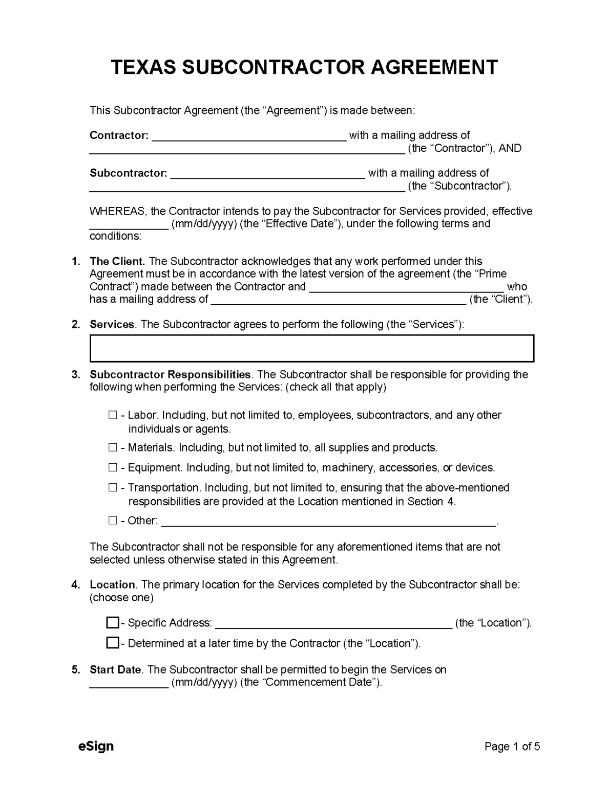 contract assignment texas