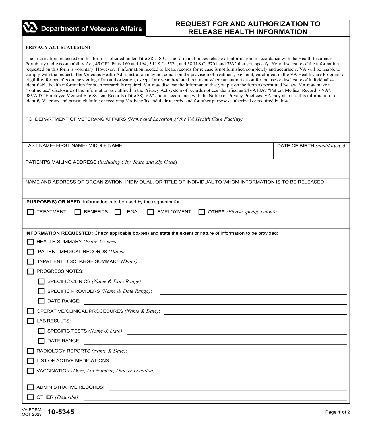 Free VA Form 21-4142 (and 21-4142a) | PDF