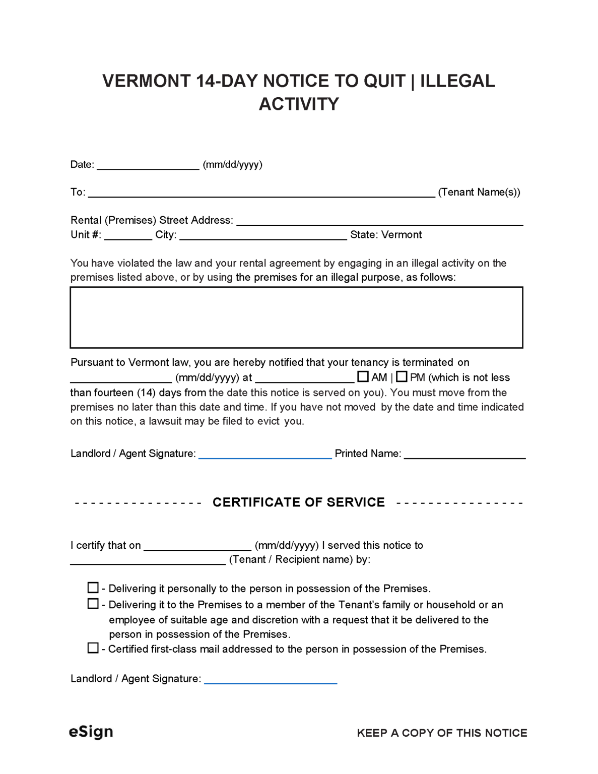 Free Vermont Eviction Notice Templates (5) | PDF | Word