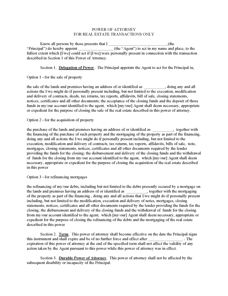 Free Vermont Real Estate Power of Attorney Form PDF