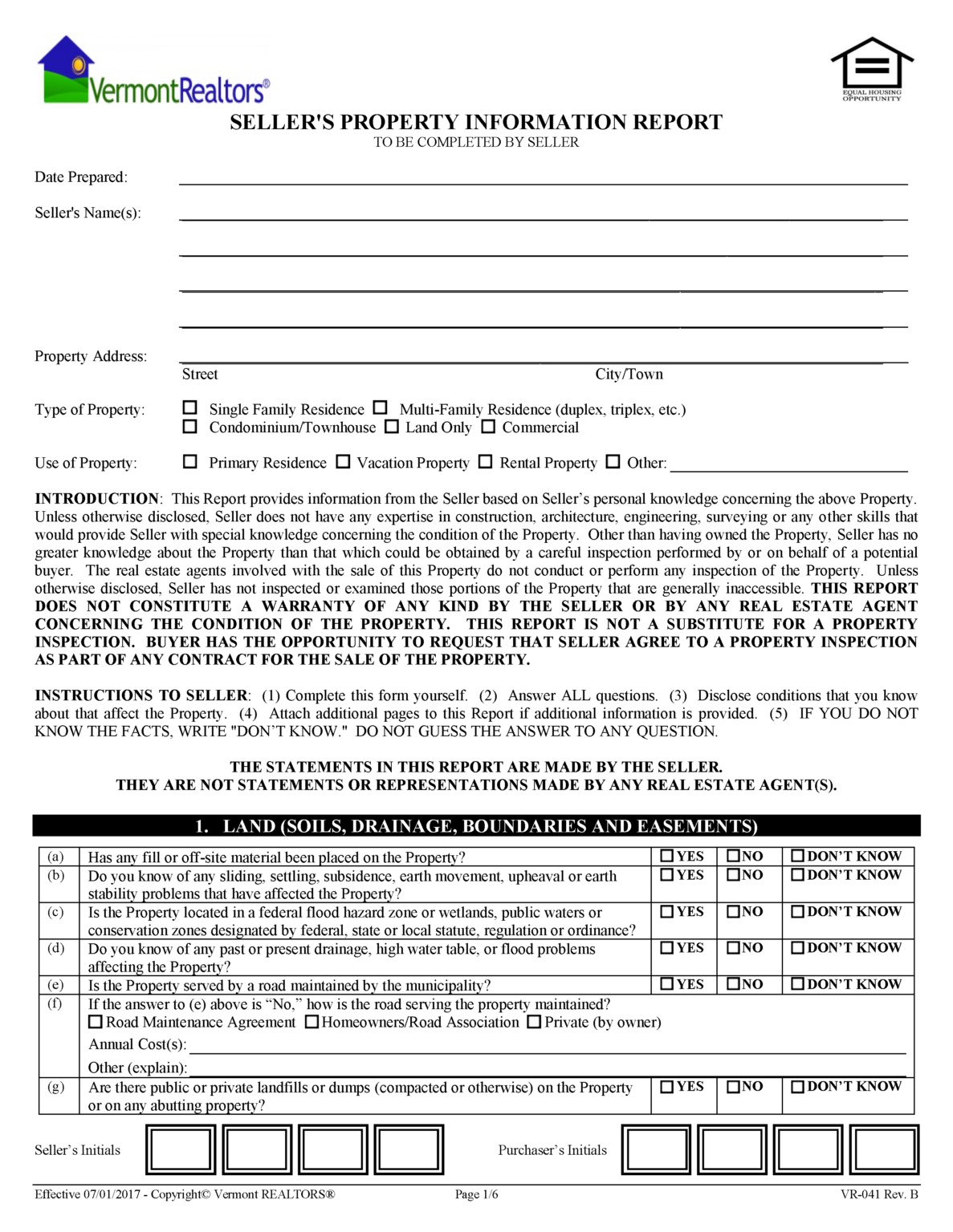 Free Vermont Residential Purchase and Sale Agreement PDF Word