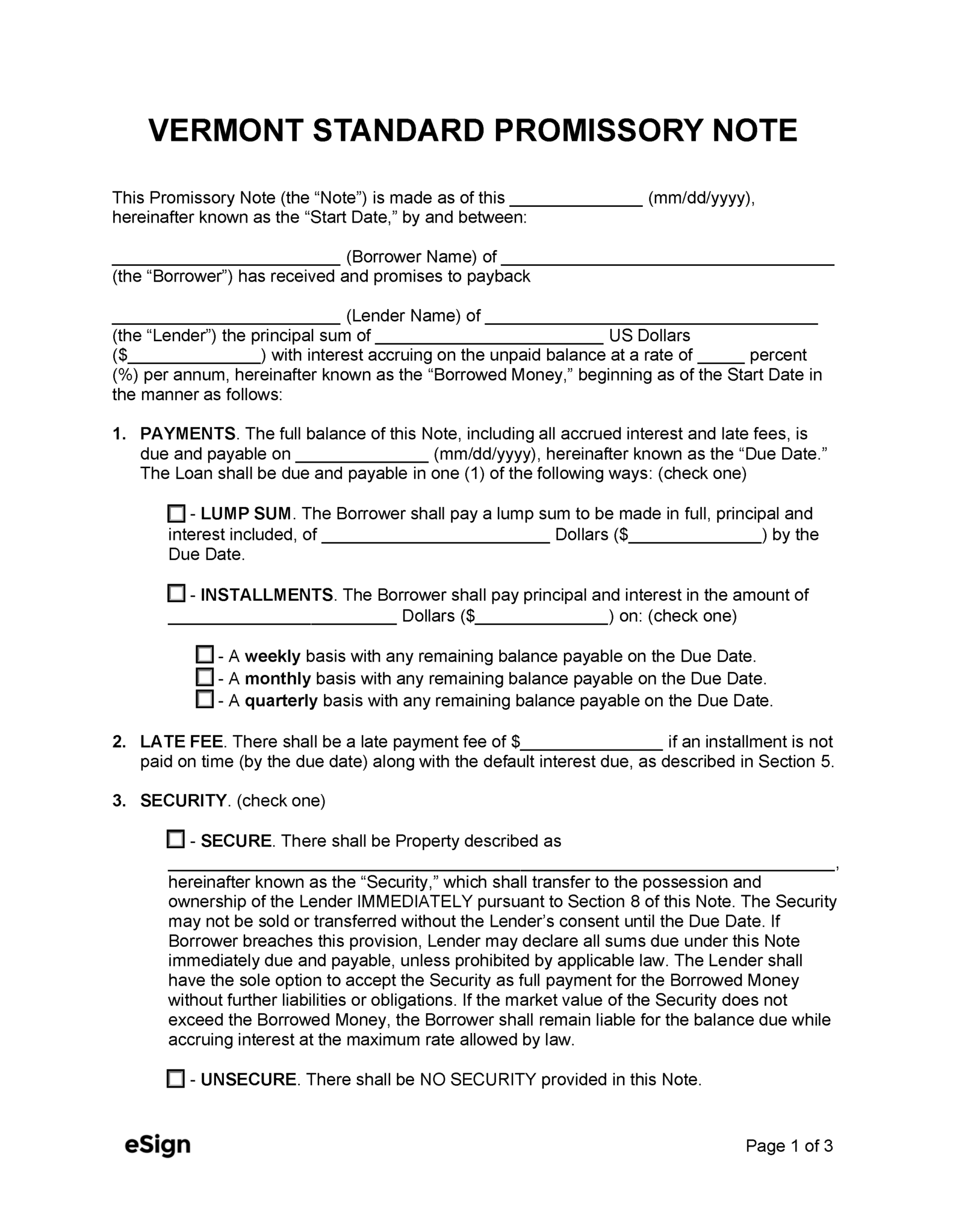Free Vermont Deed of Trust Form PDF Word