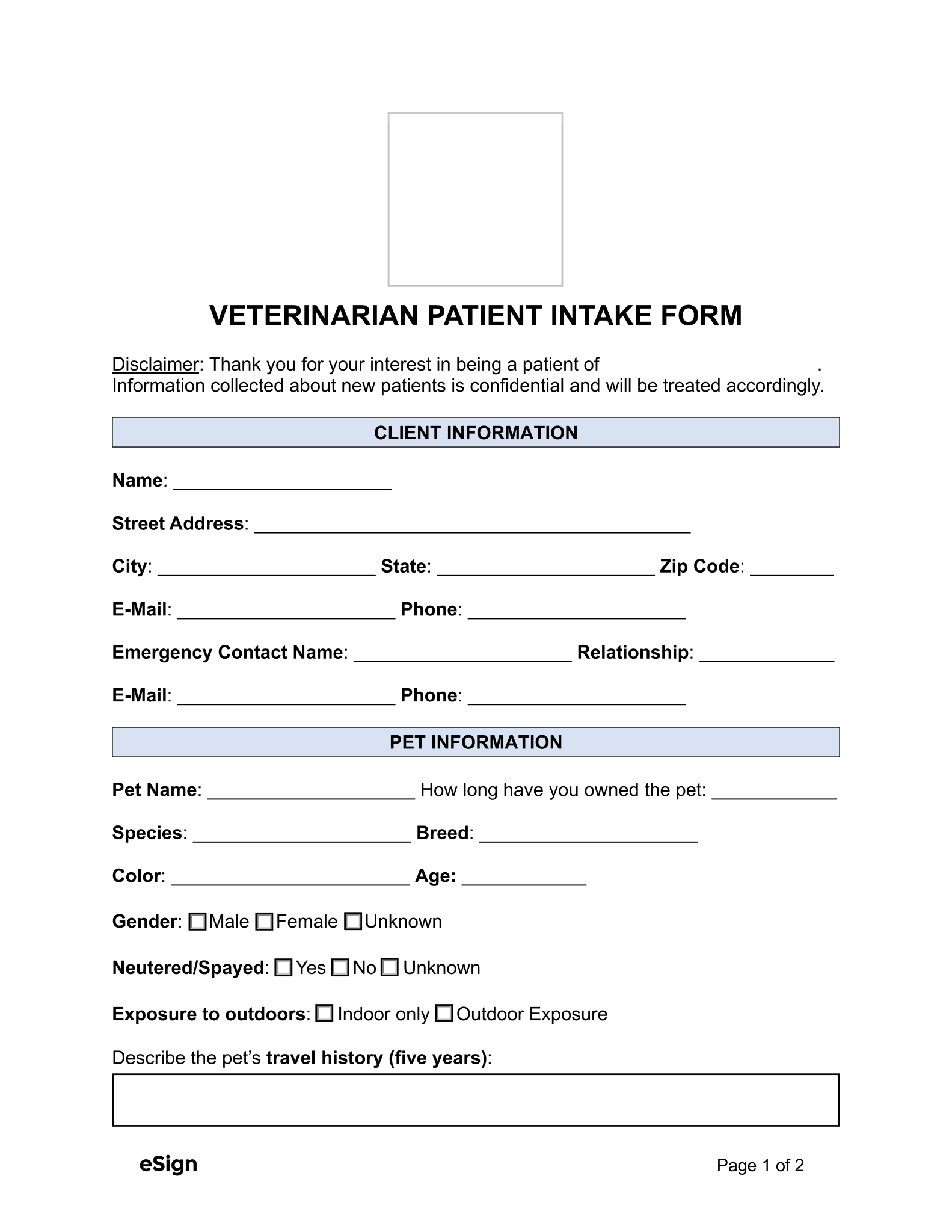 Free Veterinarian Patient Intake Form PDF Word Free Veterinarian Patient Intake Form PDF Word