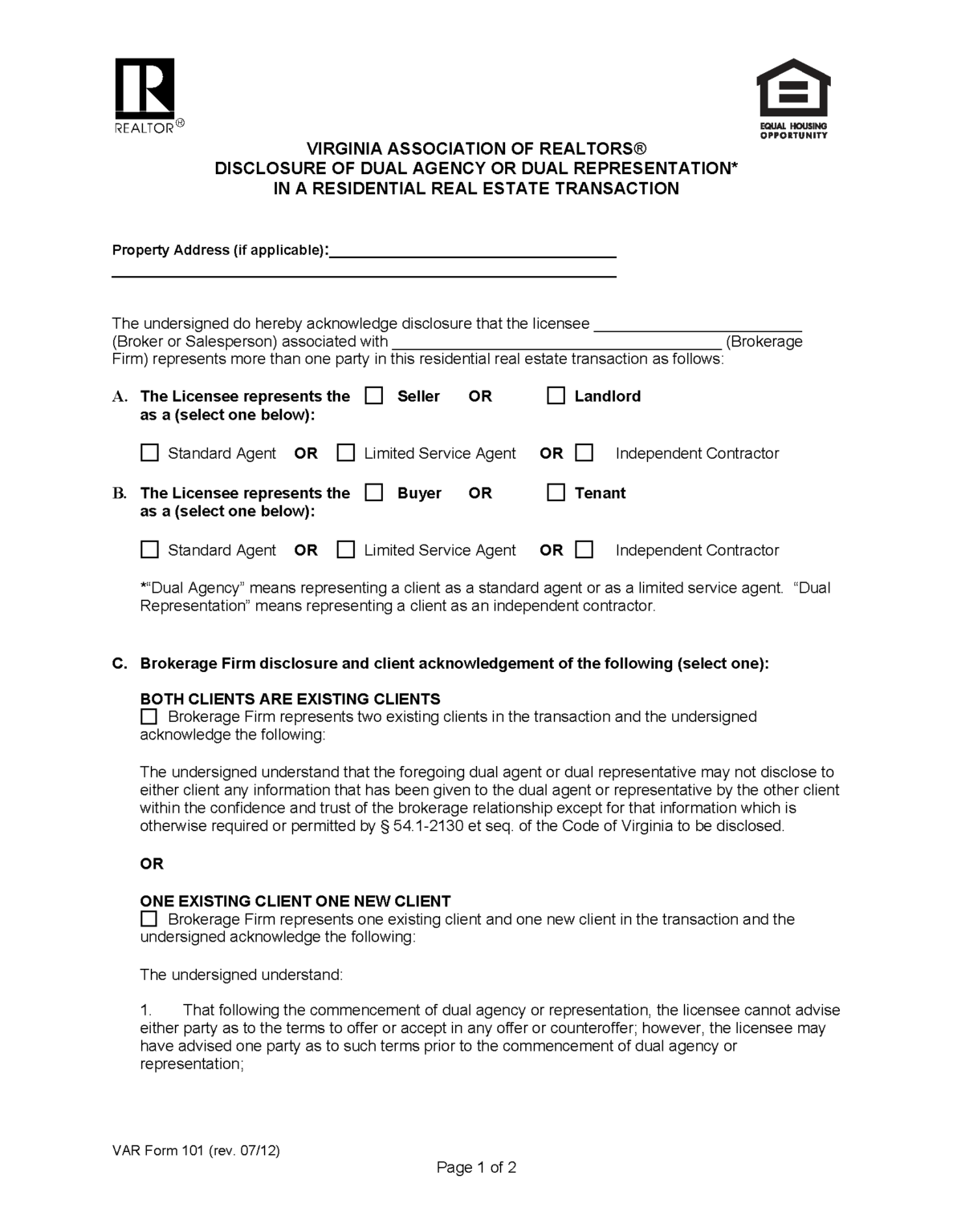 Free Virginia Real Estate Listing Agreement PDF Word