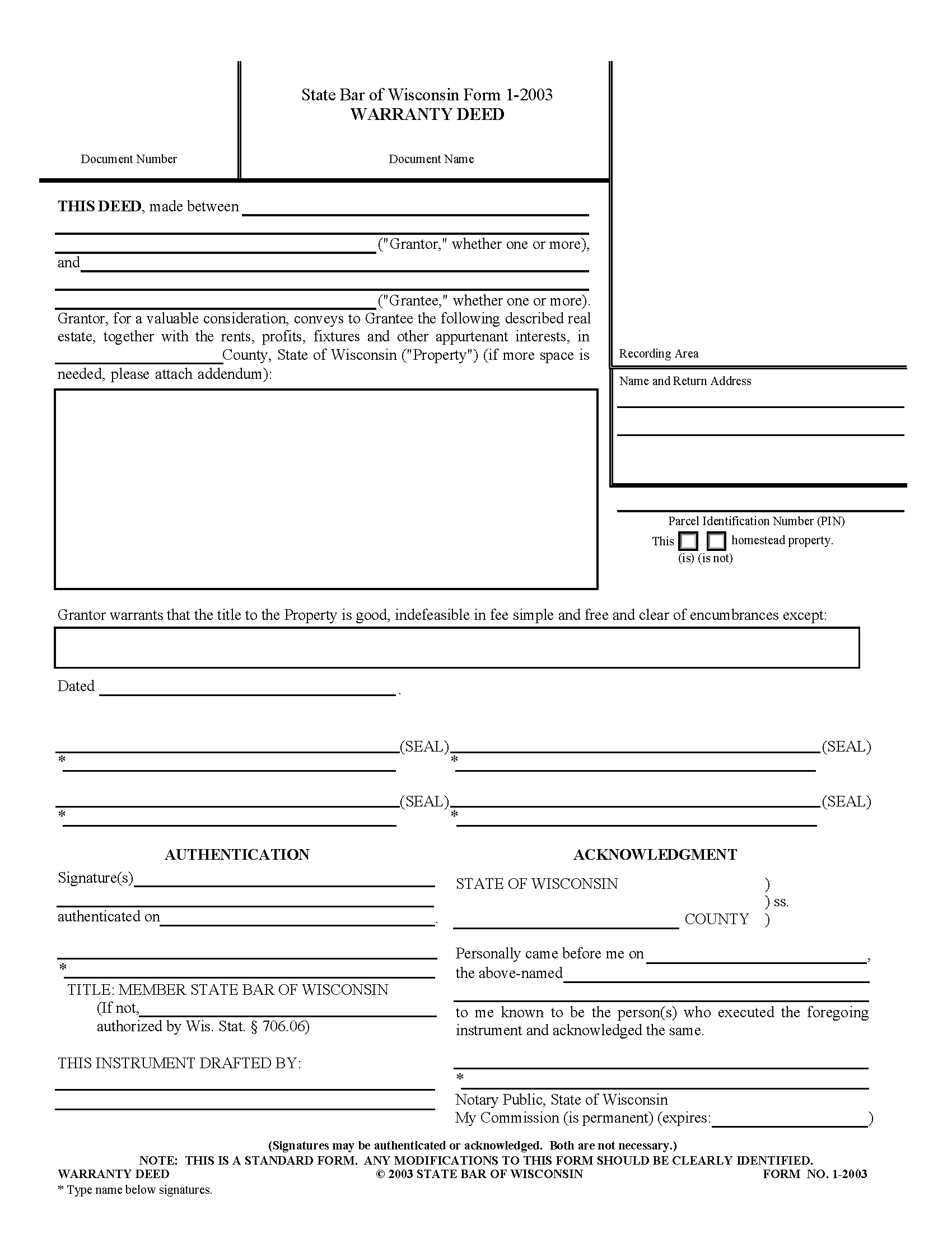 Free Wisconsin Deed Forms